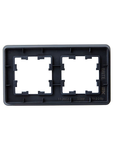 IEK BRITE DECOR Графит матовый стекло скругл.угол Рамка 2-м РУ-2-2-Бр RE