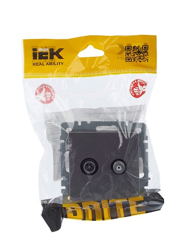 IEK BRITE Розетка двойная TV+SAT РТВ/РСп12-БрС сталь