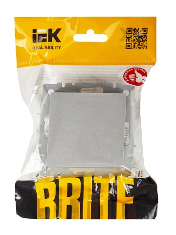 IEK BRITE Выключатель 1-клавишный проходной 10А ВС10-1-6-БрА алюминий