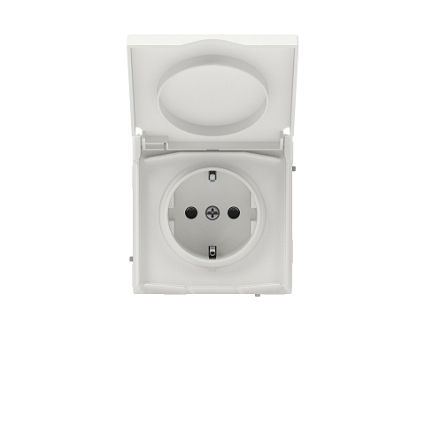 DKC KANT Розетка силовая, 2P+E, с з/ш, с крышкой, IP44, белый песок