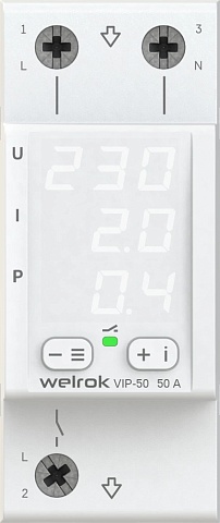 Welrok VIP-50 Реле напряжения с контролем тока 50 А (max 60 A), 11 000 ВА