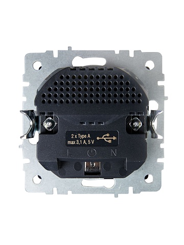 IEK BRITE Роз. с з/к/ш 16А с USB A+A 3,1А РЮш10-2-БрГ граф.