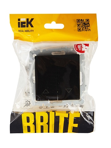 IEK BRITE Выключатель жалюзи 10А ВС10-1-5-БрЧ черный