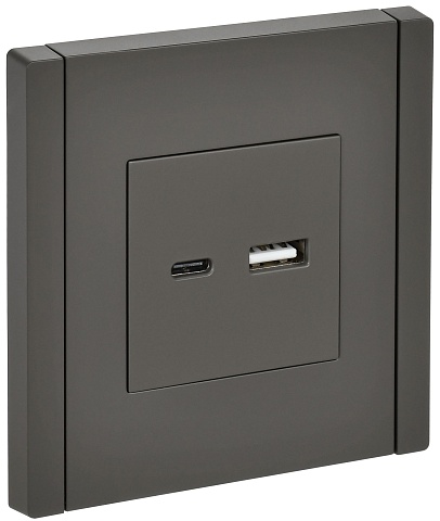 IEK FORTE&PIANO Серый Розетка USB A+C 3,1А FP350