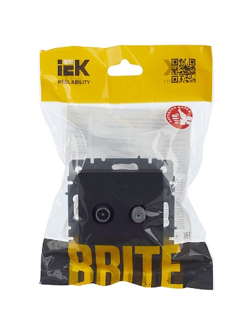 IEK BRITE Розетка двойная TV+SAT РТВ/РСп12-БрГ графит