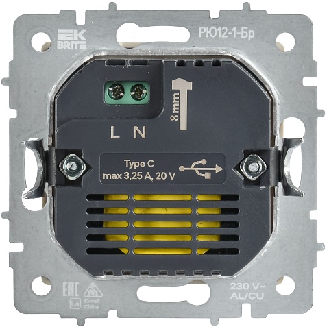IEK BRITE Роз. USB C 65Вт высокоскор. зар. РЮ12-1-БрКр беж.