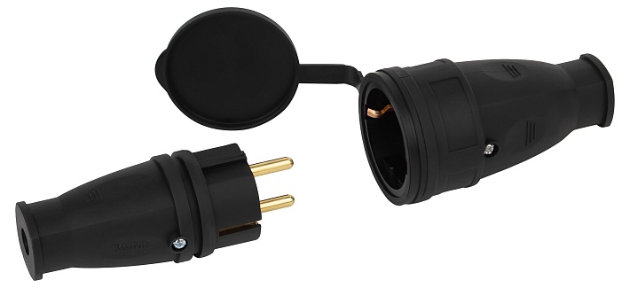 ЭРА Розетка RX10-B-IP44 каучуковая c заземлением 16А IP44 прямая черная