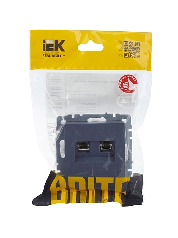 IEK BRITE Розетка компьютерная двойная RJ45 кат.5E РК10-2-БрМ маренго