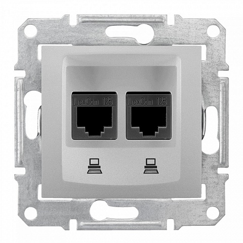 SE Sedna Алюминий Розетка компьютерная 2-ая RJ45 кат. 5e UTP
