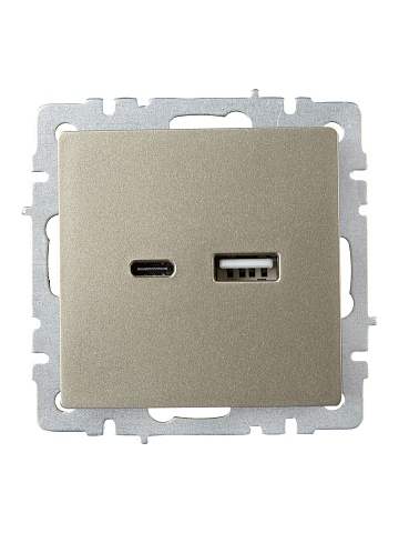IEK BRITE Роз. USB A+C 18Вт РЮ11-1-БрШ шамп.