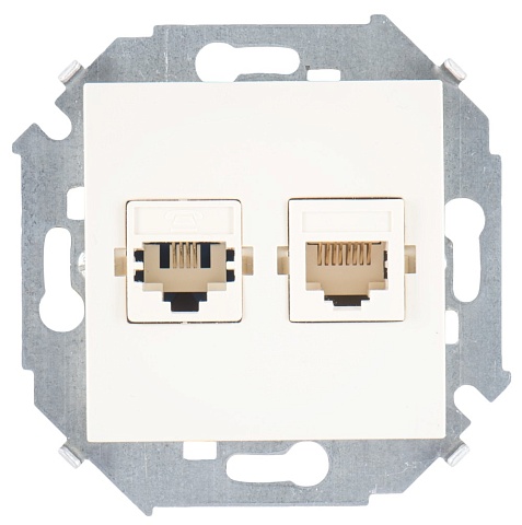 Simon 15 Бежевая Розетка ТЛФ + комп RJ11+RJ45 кат.5е