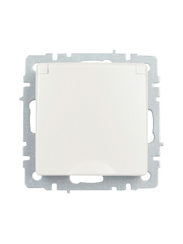 IEK BRITE Розетка 1-местная с заземлением с защитными шторками и крышкой 16А IP20 РСбш10-3-БрЖ жемчуг