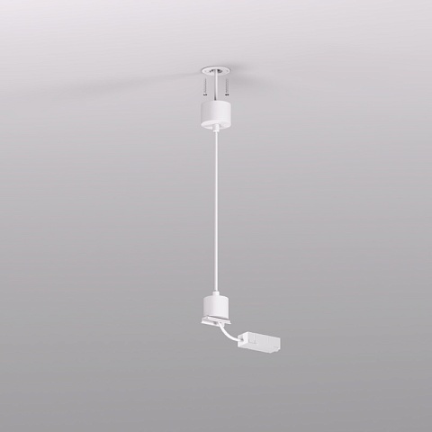Denkirs TR2124-WH Подвод питания для подвесного монтажа, для трека SMART, серия Base, АС 220-240V, IP20, 5м, белый, алюминий