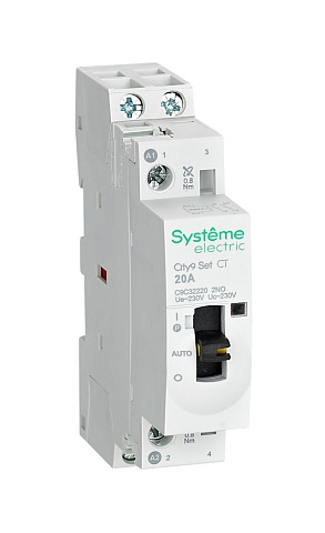 Systeme Electric City9 SET Модульный контактор 2P 2НО 20A, Ручное управление, AC 230В-230В