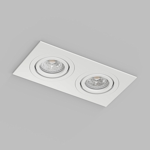 Denkirs DK2112-WH Встраиваемый влагозащищённый светильник HYDRO, IP44, 2×15 Вт LED макс., GU10, алюминий, белый