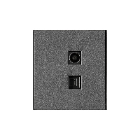 KRANZ STRONG Розетка компьютерная RJ45 кат6 + TV с/у графит, с 1-пост. рамкой