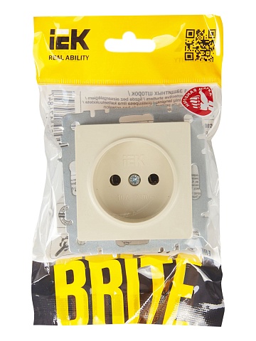 IEK BRITE Розетка 1-местная без заземления без защитных шторок 10А РС10-1-0-БрКр бежевый