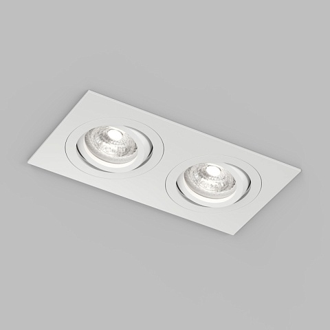 Denkirs DK2112-WH Встраиваемый влагозащищённый светильник HYDRO, IP44, 2×15 Вт LED макс., GU10, алюминий, белый