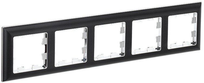 IEK BRITE DECOR Черный/хром 3D-форма Рамка 5-м РУ-5-Бр
