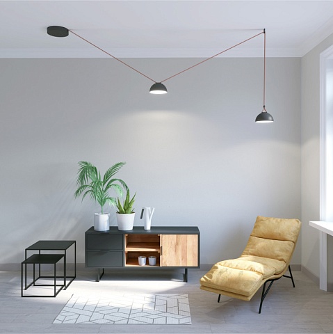 Denkirs DK5561-BK Трековый светильник Belty Flow со светодиодом d220mm H117mm 48V 24W 120° 3000K IP20 черный алюминий