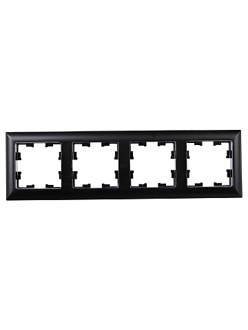 IEK BRITE DECOR Черный/хром 3D-форма Рамка 4-мест. РУ-4-Бр