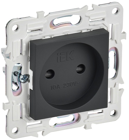 IEK SKANDY Графит Розетка б/з с защитными шторками 10А SK-R01G