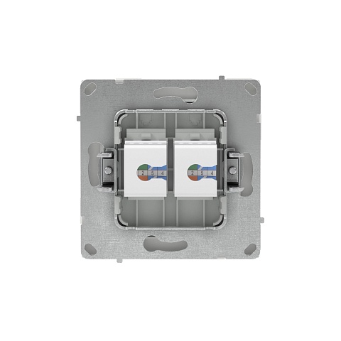 DKC KANT Компьютерная розетка RJ-45 без шторки, кат.5е двойная, белый песок