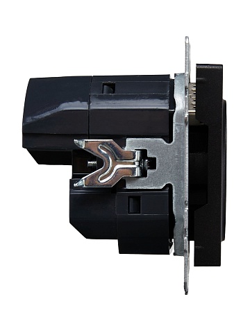 IEK BRITE Роз. с з/к/ш 16А с USB A+C 18Вт РЮш11-1-БрЧ черн.