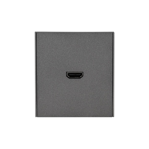 KRANZ STRONG Розетка HDMI с/у графит , с 1-пост. рамкой