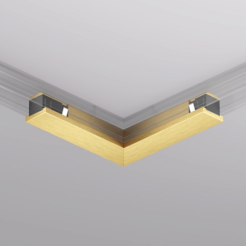 Denkirs TR5723-SB Электрический коннектор 90° потолок-потолок, для трека SHINE BASE, сатинированная латунь, алюминий