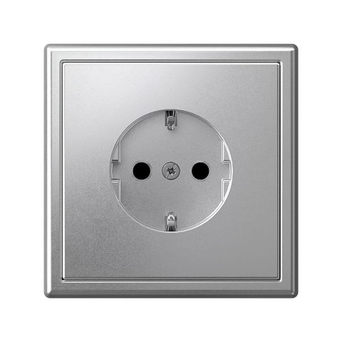 Systeme Electric ArtGallery Алюминий Розетка с заземлением со шторками, 16А, механизм, быстрозажим. клем.