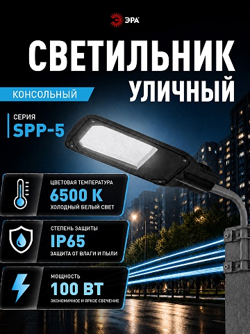Светильник уличный светодиодный ЭРА SPP-504-0-65K-100 100Вт 6500К IP65 КСС Д
