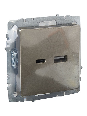 IEK BRITE Роз. USB A+C 18Вт РЮ11-1-БрШ шамп.