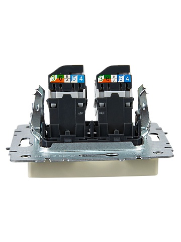 IEK BRITE Розетка компьютерная двойная RJ45 кат.5E РК10-2-БрКр бежевый