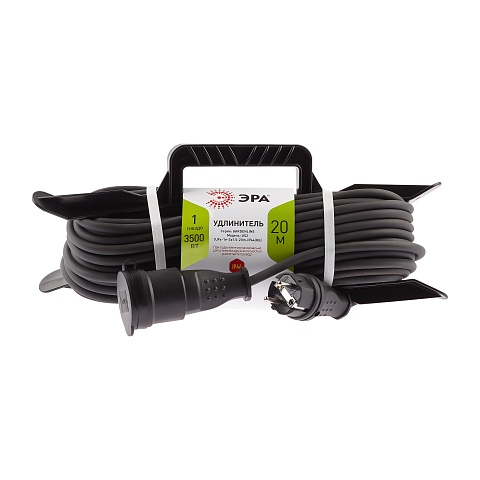 ЭРА Удлинитель силовой  UFx-1e-3x1,5-20m-IP44(KG) на рамке с заземлением 1 розетка 20 м КГ 3х1,5мм2
