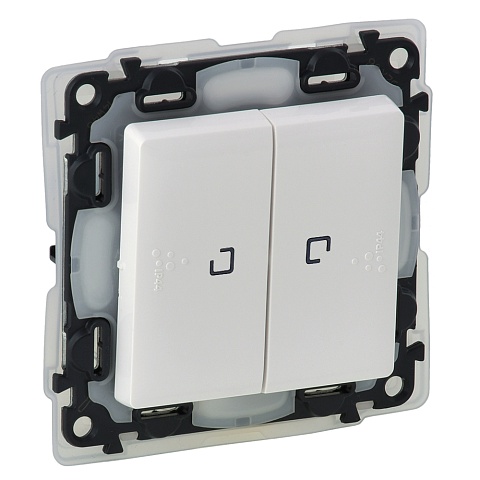 Legrand Valena LIFE DIY Бел Переключатель 2-клавишный с подсветкой 10А 250В (IP44)