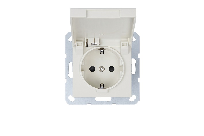 Jasmart G Слоновая кость Розетка с/з с крышкой и защитными со шторками 16A 250V~ 2P+T