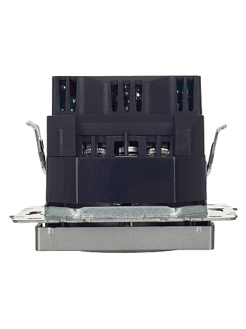 IEK BRITE Роз. с з/к/ш 16А с USB A+A 3,1А РЮш10-2-БрС сталь
