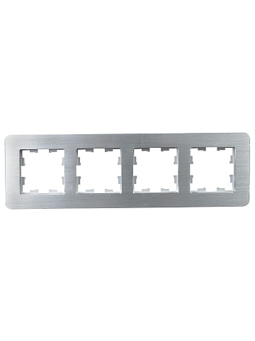 IEK BRITE DECOR /алюм метал. скругл.угол Рамка 4-м РУ-4-1-Бр RE AL