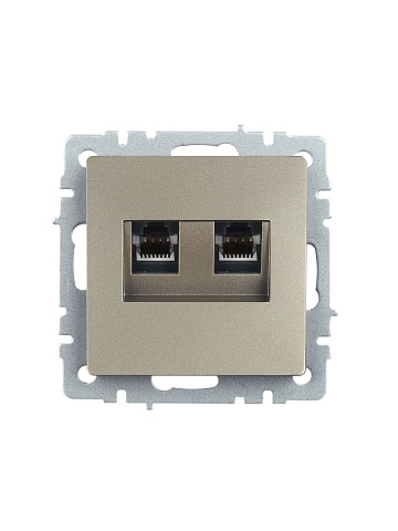 IEK BRITE Розетка компьютерная двойная RJ45 кат.5E РК10-2-БрШ шампань