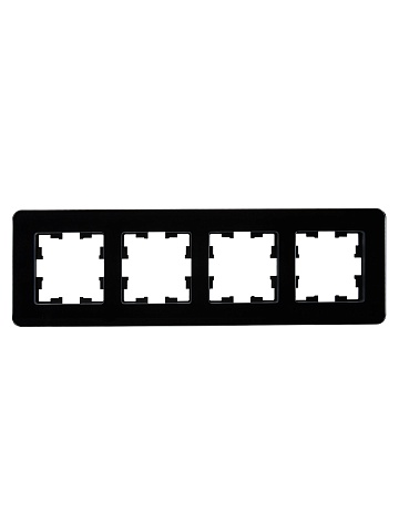IEK BRITE DECOR Черный матовый стекло скругл.угол Рамка 4-м РУ-4-2-Бр RE