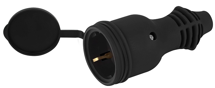 ЭРА Розетка RX11-B-IP44 каучуковая c заземлением 16А IP44 прямая черная