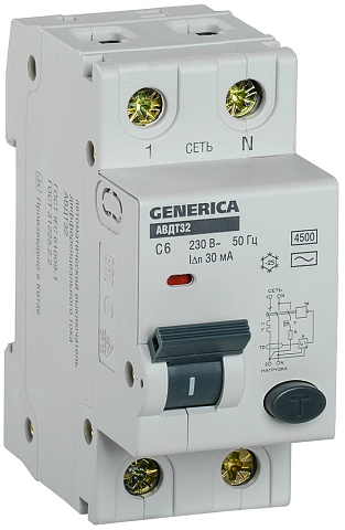 IEK GENERICA Диф.автомат АВДТ 32 C6