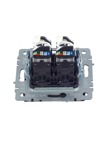 IEK BRITE Розетка компьютерная двойная RJ45 кат.5E РК10-2-БрЧ черный