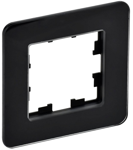 IEK BRITE DECOR Черный матовый стекло скругл.угол Рамка 1-мест. РУ-1-2-Бр RE