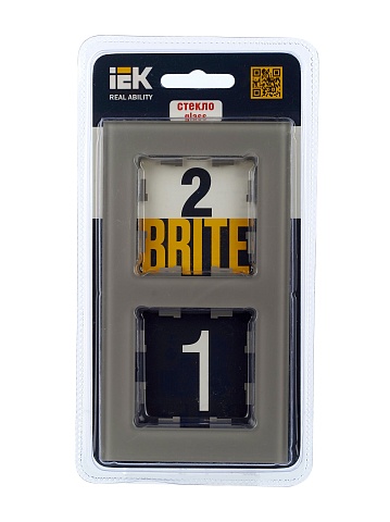IEK BRITE Рамка 2-мест. РУ-2-2-БрД стекло дым.