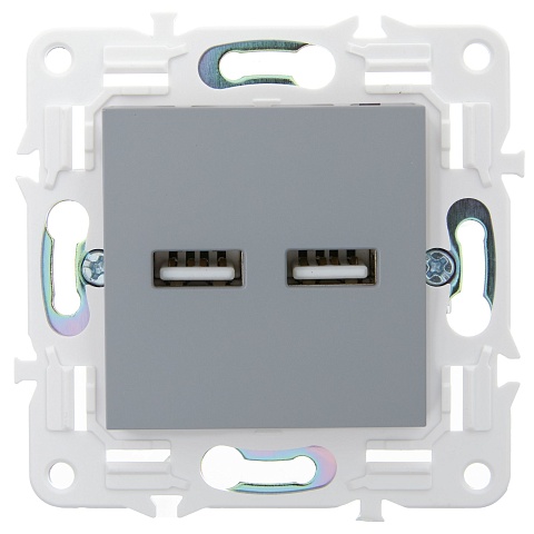 IEK SKANDY Серый Розетка USB A+A 3,1А SK-R15Gr
