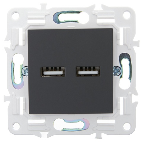 IEK SKANDY Графит Розетка USB A+A 3,1А SK-R15G