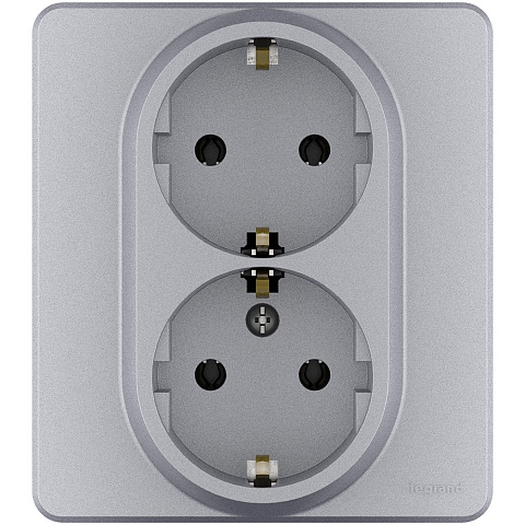 Legrand INSPIRIA Алюминий Розетка 2 x 2К+З - немецкий стандарт - 16 А - 250 В