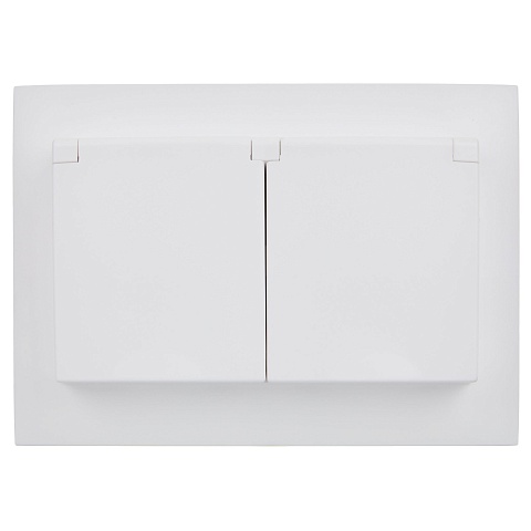 IEK SKANDY Арктический белый Розетка 2-ая с/з с крышкой 16А в сборе IP44 SK-R12W